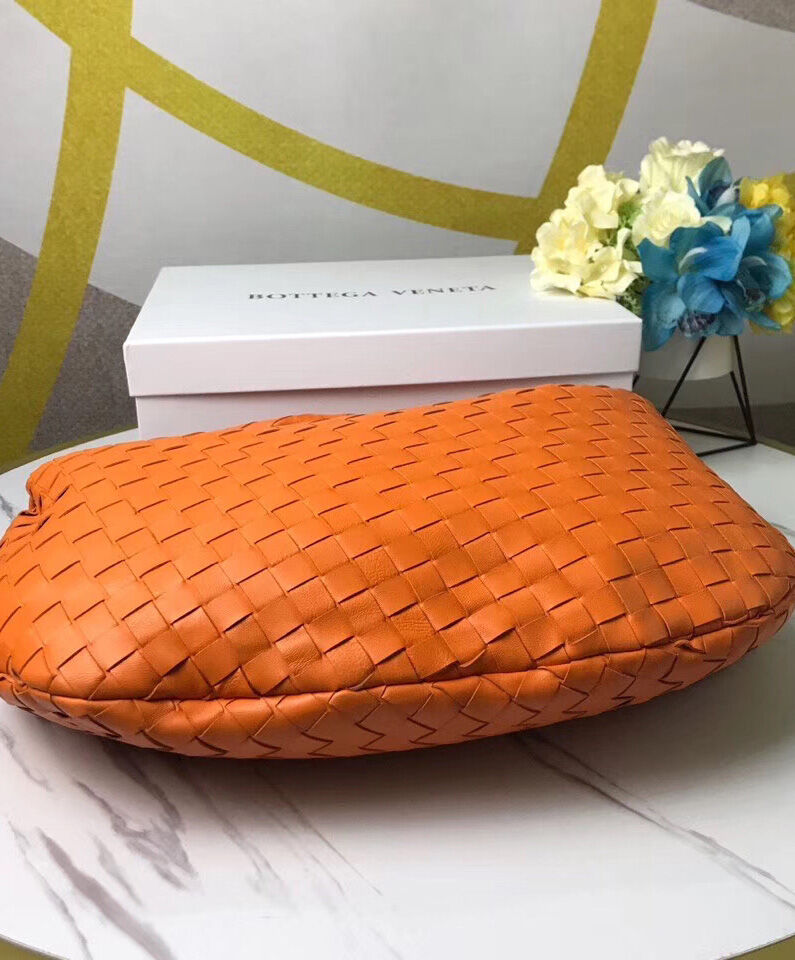 Bottega Veneta Rounded Hobo Bag In Intrecciato Nappa Orange